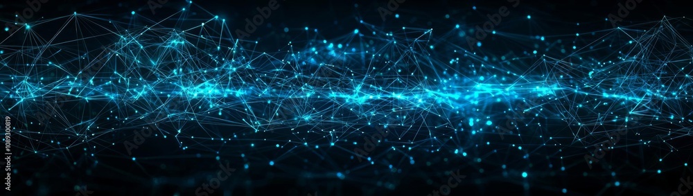 Poster digital plexus of glowing lines and dots