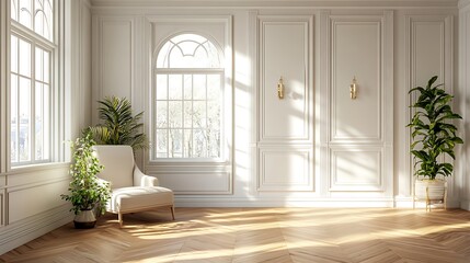 Fototapeta premium Elegant and Cozy Modern Bedroom Interior Design with Stylish Decor, mockup, poster and Background
