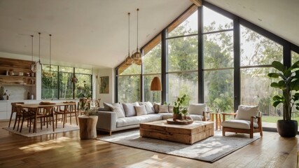 Fototapeta premium Sustainable Living Showcased in Bright EcoFriendly Home Interior