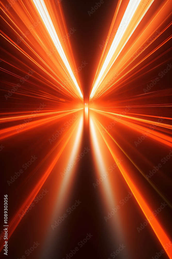 Poster dynamic burst of orange and yellow light emitting from the center, creating a sense of energy and mo