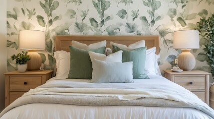 Elegant and Cozy Modern Bedroom Interior Design with Stylish Decor, mockup, poster and Background
