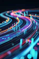 Fototapeta premium Dynamic colorful waves digital realm abstract art modern design aesthetic viewpoint visual innovation