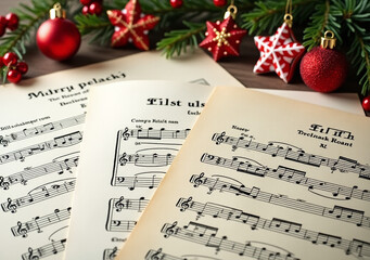 music sheets adorned festive christmas decorations add unique touch holiday season