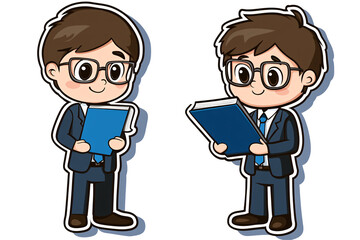 cartoon of a boy holding a book