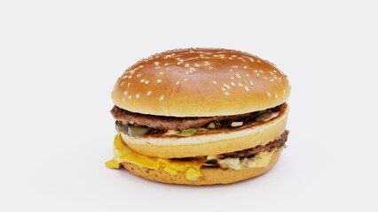 Juicy Hamburger with Fresh Vegetables and Melted Cheese | Ideal for Fast Food Branding, Restaurant Menus, Food Photography, and Burger Packaging Designs
