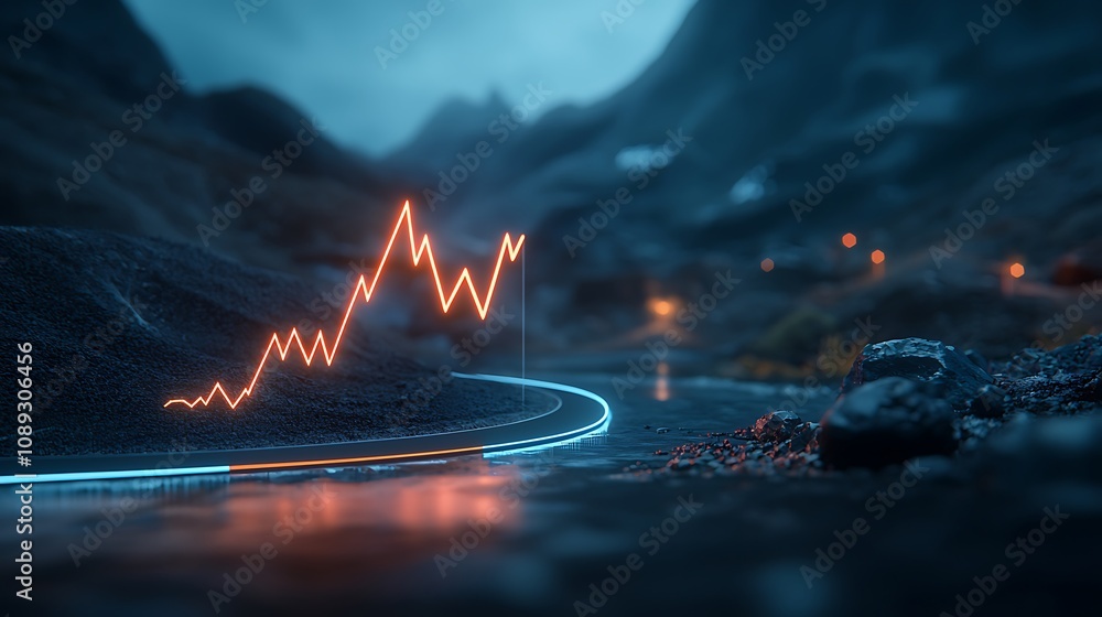 Poster data visualization trends in mountainous areas analyzing nature and technology interplay