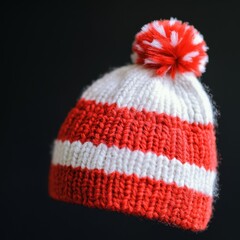 colorful knitted beanie with pom pom, perfect for winter fashion