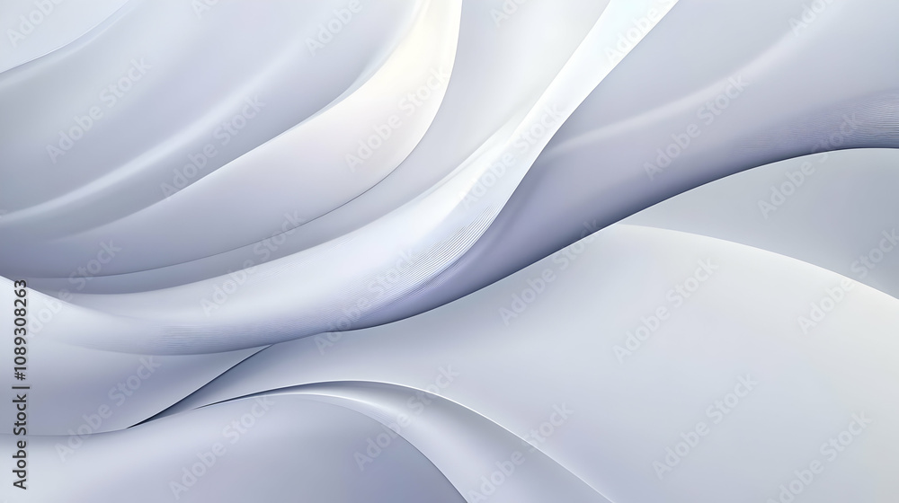 Poster Abstract grayscale flowing curves, soft waves, elegant and smooth background texture.