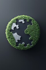 Fototapeta premium Eco-friendly puzzle global environment artistic design sustainable living aerial view nature conservation concept