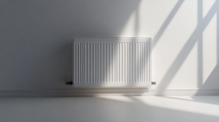 Radiator in a bright room with natural light streaming through windows