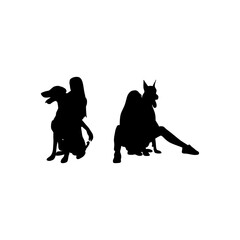 dog and woman vector illustration.
white background.