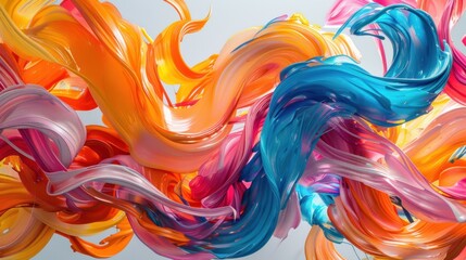 Obraz premium Abstract colorful paint swirls, dynamic motion.