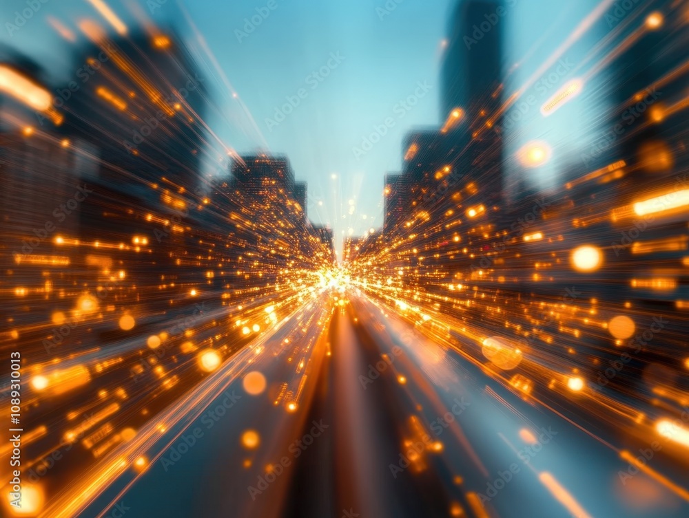 Poster abstract motion blur with glowing lights creating a sense of speed and energy