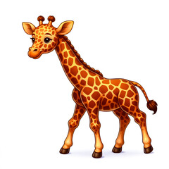 Fototapeta premium Isolated vector illustration of cute baby giraffe on white background.
