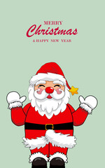 Merry Christmas and Happy New Year! 2025. Vector modern abstract illustration of Santa Claus, gift for greeting card, for congratulation