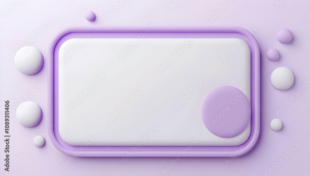 Poster abstract lavender and white 3d render with geometric shapes and blank space for text or logo.