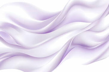 Abstract lavender and white flowing fabric waves, elegant and smooth curves on white background.