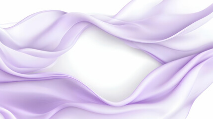 Fototapeta premium Abstract lavender fabric waves forming a frame on white background.