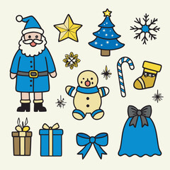 set of christmas elements