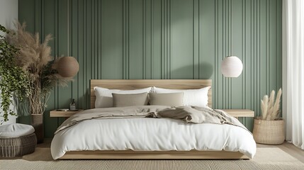 Elegant and Cozy Modern Bedroom Interior Design with Stylish Decor, mockup, poster and Background