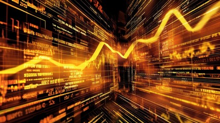 Fototapeta premium Abstract representation of financial data with dynamic lines and numbers.