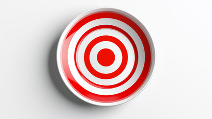 Obraz premium Simple Red and White Target Icon on a Plate 