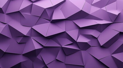 Obraz premium Abstract geometric background with overlapping faceted triangular shapes in various shades of purple creating a three-dimensional textured surface.