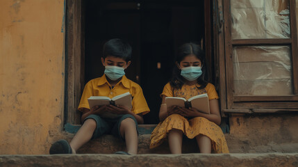 Indian school children forced to study at home due to poor air quality, thick smog and smog, pollution in major Indian cities