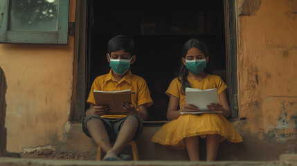 Indian school children forced to study at home due to poor air quality, thick smog and smog, pollution in major Indian cities