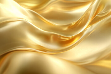 Soft golden silk fabric flowing elegantly in natural light