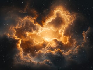 Fototapeta premium dramatic cosmic clouds illuminated by a glowing light
