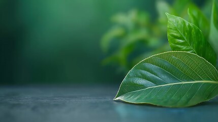 Lush green leaves close-up nature setting photography serene environment macro view freshness
