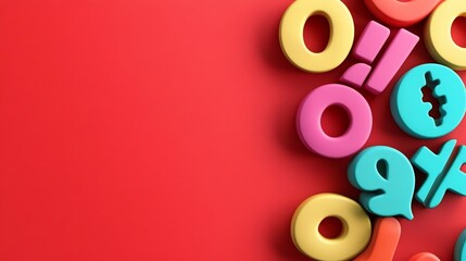 Vibrant Percentage Symbols on Red Background for Sales Promotions