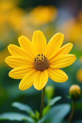 Fototapeta premium Close up yellow cosmos flower in garden