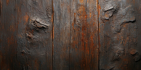 Naklejka premium Weathered wooden surface displaying rich textures and earthy tones