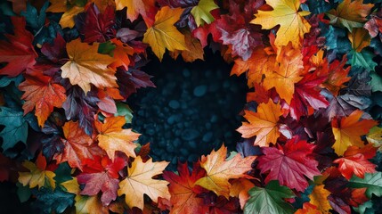 Maple Leaf Wreath, a wreath made entirely of vibrant autumn maple leaves