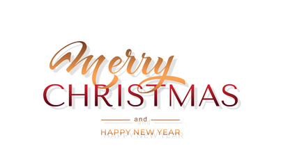 Merry Christmas and Happy New Year hand lettering calligraphy. Vector holiday illustration element. Typographic element for congratulations.