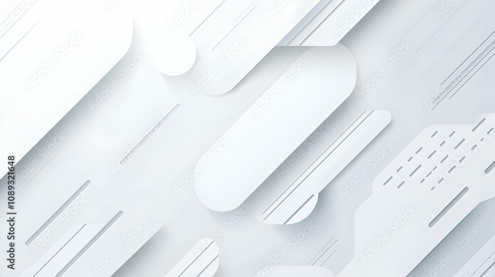 Poster abstract white geometric background with overlapping shapes and lines, creating a modern and minimal
