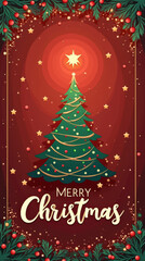 Elegant Merry Christmas and Happy Holidays Image with Christmas Trees, Festive Decorations, and Seasonal Greetings - Perfect for Cards and Winter Celebrations