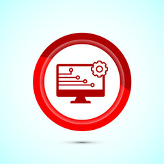 Information technology icon design illustration. Digital tech icon, Red Color Button Design