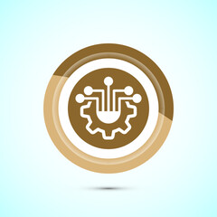 Information technology icon design illustration. Digital tech icon, Gold Color Button Design
