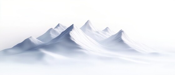 serene snowcapped mountains in a minimalist landscape