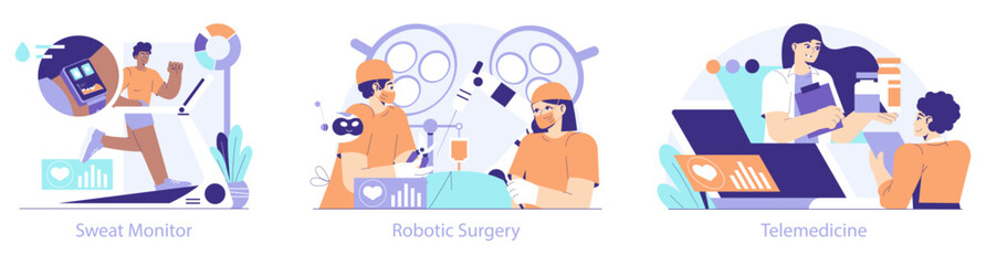 Healthtech. Flat Vector Illustration