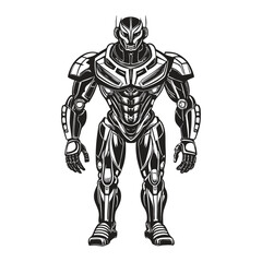 Robot Cyborg Silhouette Vector Illustration of Futuristic Mechanized Humanoid Designs for Creative Projects
