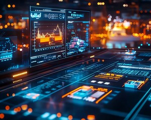 Futuristic Digital Dashboard Tracking Global Logistics in High Tech Control Room