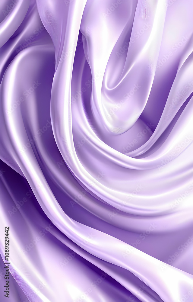 Poster elegant lavender silk fabric with soft folds and waves, creating a luxurious and smooth texture.