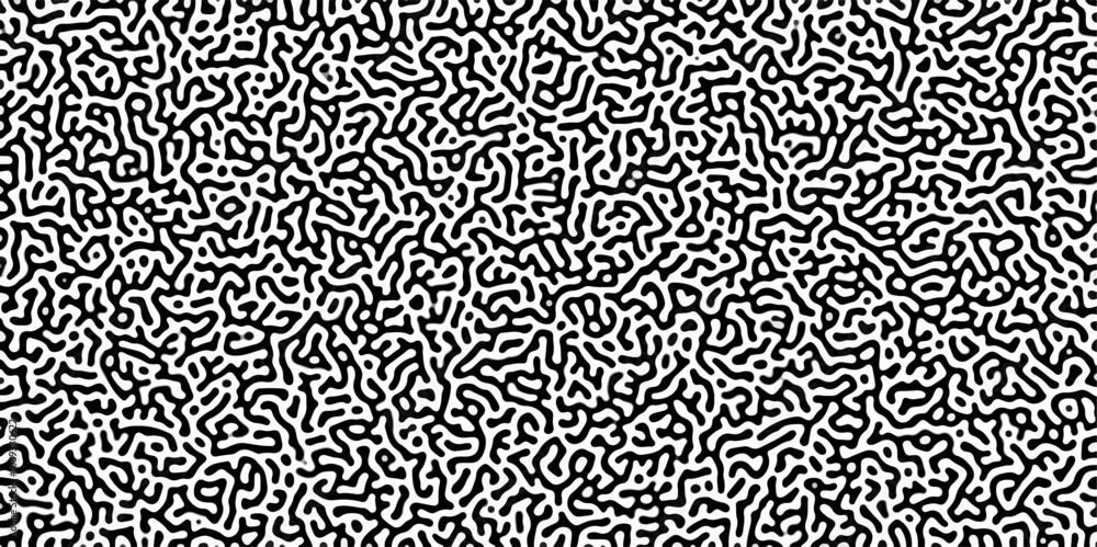Poster Monochrome Turing reaction background. Abstract pattern background. Linear design with biological shapes. Organic lines in memphis. Overlay template abstract Turing organic wallpaper background. 