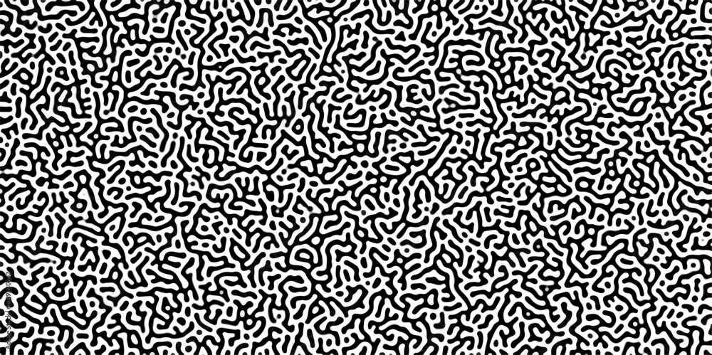 Fototapete turing reaction diffusion monochrome seamless pattern with chaotic motion .linear design with biolog