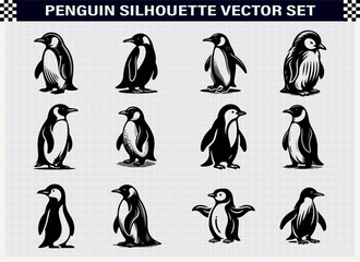 Obraz premium Penguin Silhouette Vector Illustration