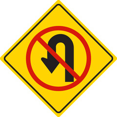 Do not U-turn sign, No U-turn traffic symbol, U-turn prohibition sign, Traffic signs,
 Road signs, U-turn regulations, No U-turn area, Driving signs, Traffic sign meanings,
 Road safety signs, U-turn 